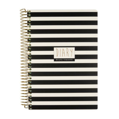 Ежедневник A5 BrunoVisconti® 'Cute diary' 272стр твердая обложка на спирали 'Black&White' Полоски