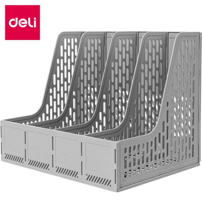 Накопитель вертикальный Deli&nbsp;&nbsp;4 отдела 325х275х257мм сборный серый