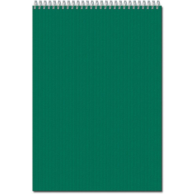 Блокнот A4  50л клетка на гребне Полином картонная обложка 'Вельвет' зеленый
