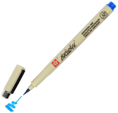 Ручка-кисточка капиллярная художественная Sakura Pigma Brush голубая