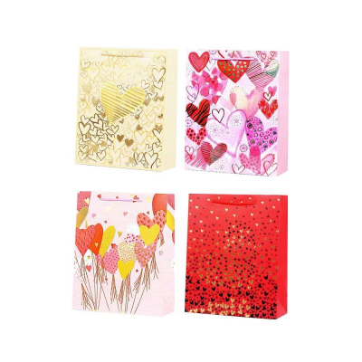 Пакет подарочный бумажный deVENTE 'Hearts' 18х23х 8см c конгревом 4 дизайна