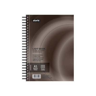 Тетрадь A5 100л клетка на гребне Attache Selection 'LightBook' картонная обложка микроперфорация коричневая