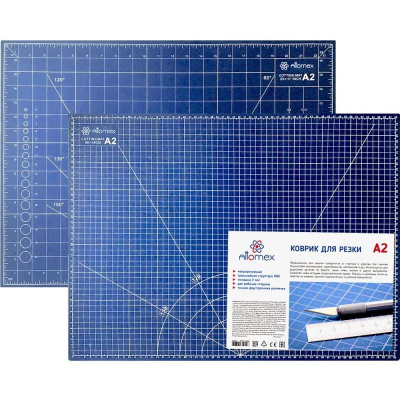 Коврик для резки A2&nbsp;&nbsp;60x45см&nbsp;&nbsp;3-слойный Attomex&nbsp;&nbsp;2-сторонний синий