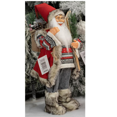 Дед Мороз  60см с мешком подарков и лыжами