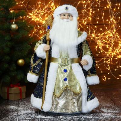 Дед Мороз 50см в вязаном костюме с фонарём