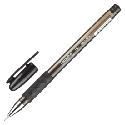 Ручка гелевая Attache 0.5мм 'Epic' с резиновой манжетой игольчатый стержень черная