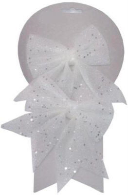 Бант 13см текстиль белый 2шт