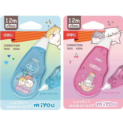 Корректор ленточный 5.0мм х12.0м Deli 'MiYou' 2 дизайна ассорти в блистере
