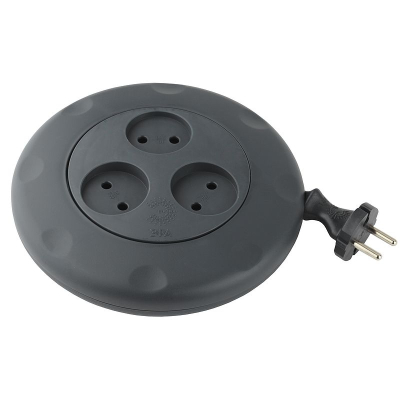 Удлинитель-рулетка сетевой ЭРА Calypso 3 розетки/3.0м 2200Вт черный