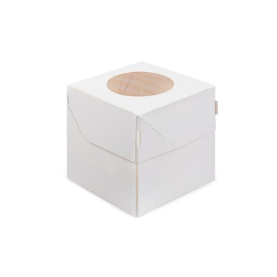 Коробка для капкейков на  1шт 10х10х10см белая с окном