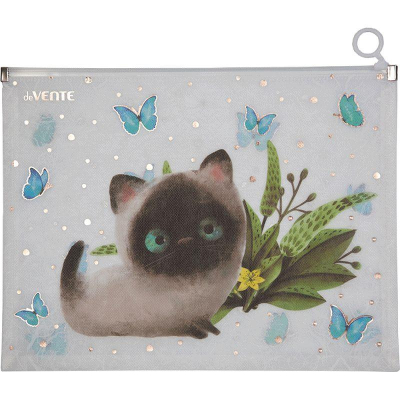 Папка-конверт на молнии A4 deVENTE с расширением до 200л пластиковая 180мк 'Кусь'