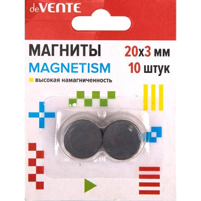 Магниты ферритовые диски deVENTE 'Magnetism' 20x3мм&nbsp;&nbsp;10шт в блистере