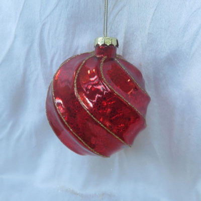 Шар 100мм красный 'Спирали' стекло