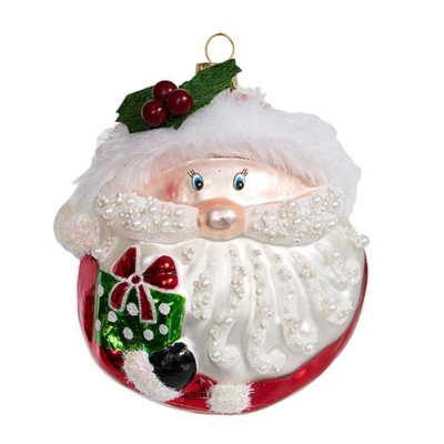 Санта 6.5х7х11см 'Рождественский остролист' стекло