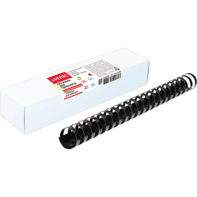 Пружина пластиковая deVENTE 22мм 151-180 листов черная 50шт