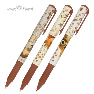 Ручка шариковая BrunoVisconti® 0.7мм 'DreamWrite' 3 дизайна 'Love me' 'Сказочный день' синяя в тубе