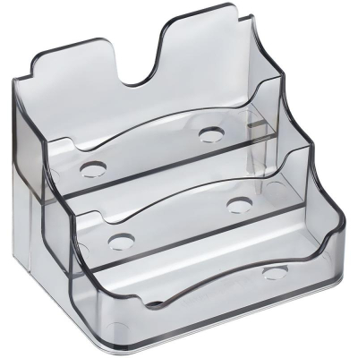 Подставка на 200 визиток 3 яруса СТАММ PS тонированная серая