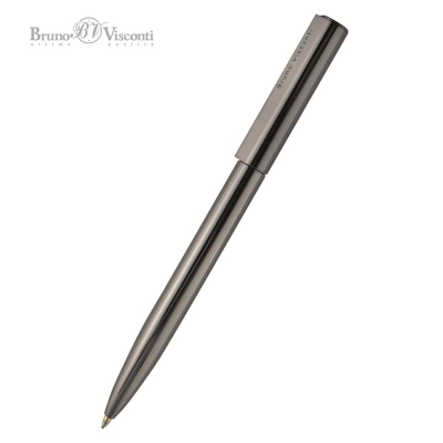 Ручка шариковая BrunoVisconti® 'Torino' 1.0мм металлический корпус вороненая сталь в металлическом черном футляре синие чернила