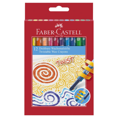 Мелки восковые с выкручивающимся стержнем 12цв Faber-Castell в картонной упаковке
