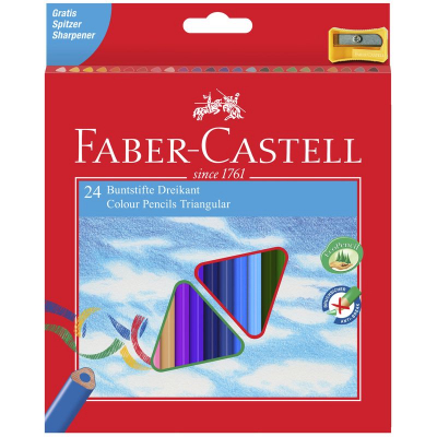 Карандаши  24цв Faber-Castell 'Ecopen' трехгранные с точилкой в картонной коробке