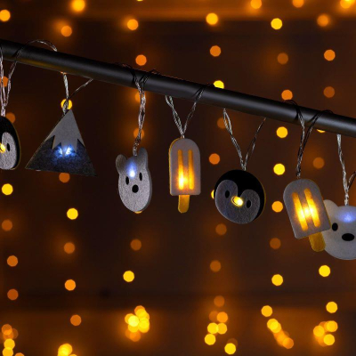 Электрогирлянда&nbsp;&nbsp;1.35м Нить Эскимо 10 белых LED ламп прозрачный провод на батарейках