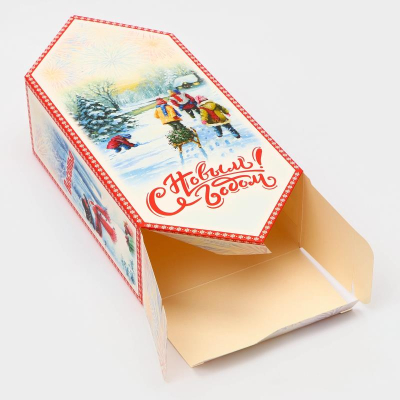 Коробка подарочная новогодняя конфета 18х28х10см 'Снеговик'