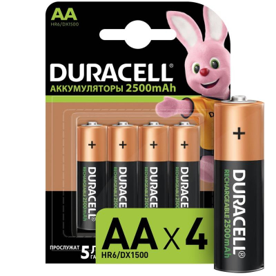 Аккумулятор Duracell 1.2V AA/HR6&nbsp;&nbsp;2500mAh NiMH 4шт предзаряженные