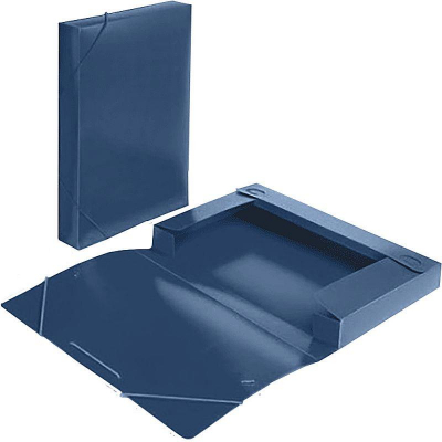 Папка-короб с 2-я резиновыми застежками пластиковая A4 до 380л deVENTE 0.7мм синяя
