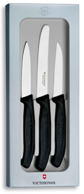 Набор кухонных ножей Victorinox 'Swiss Classic Kitchen' для овощей  3шт черный в подарочной коробке