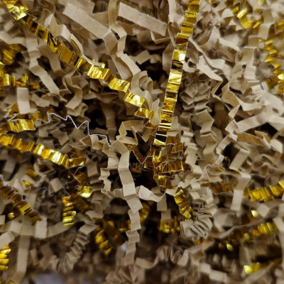 Наполнитель декоративный бумажный+металлизированный крафт+золото  50г