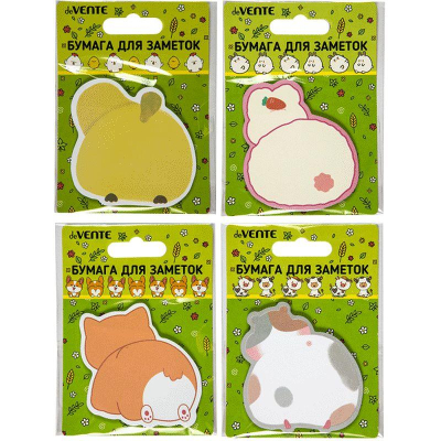 Липкий блок фигурный deVENTE&nbsp;&nbsp;70х70мм 'Funny Pets'&nbsp;&nbsp;30л&nbsp;&nbsp;4 дизайна