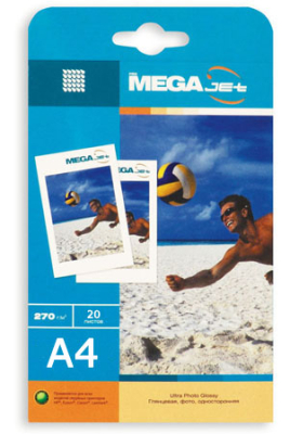 Бумага фото струйная A4&nbsp;&nbsp;270г&nbsp;&nbsp;20л ProMEGA jet Ultra Photo сатин 4800dpi