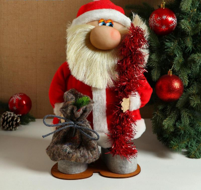 Дед Мороз 45см с мешком текстиль