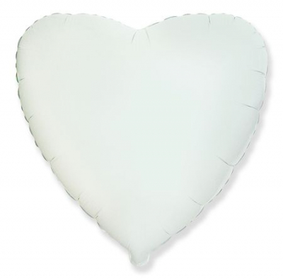 Шар воздушный фольгированный Сердце белый Flex Metal 48см