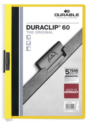 Папка с клипом A4 60л Duraclip Original 60 желтая