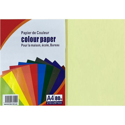 Бумага цветная A4 Colour Paper 80г пастель желтая 100л
