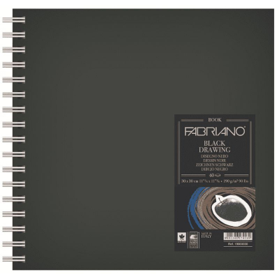 Альбом для художественных работ Fabriano Black Drawing Book 30х30см 190г 40л черная бумага на спирали
