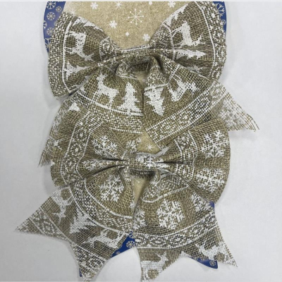 Бант 13см текстиль снежинки 2шт