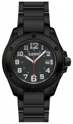 Часы Zippo Dress 45мм кварцевые черные черный циферблат