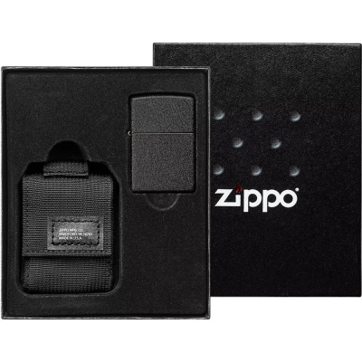 Набор зажигалка Zippo с покрытием 'Black Crackle™' + нейлоновый чехол