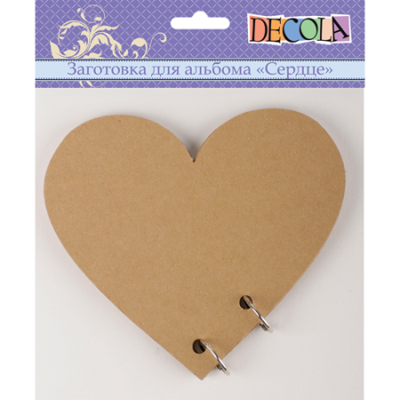 Заготовка для альбома 15х15см Decola Сердце  6л 2 кольца картон 1,3-1,5мм 