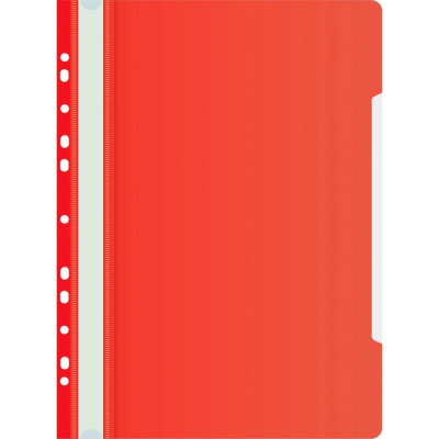 Скоросшиватель пластиковый A4 с перфорацией Бюрократ 160/120мкм красный
