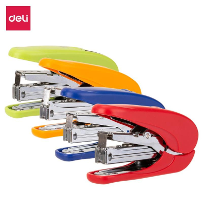 Степлер №10&nbsp;&nbsp;15л Deli 'Essential' +1000 скоб снижение усилия сшивания 4 цвета ассорти в блистере