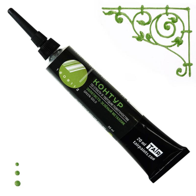 Контур акриловый по стеклу/твёрдым поверхностям Таир  металлик золотисто-зеленый 20мл