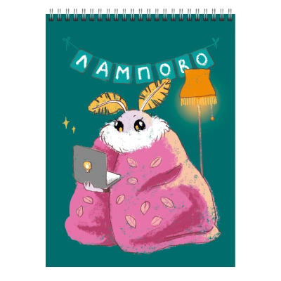 Блокнот A6&nbsp;&nbsp;60л клетка на гребне Listoff® 'Привет, я Моль!'