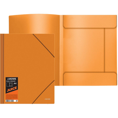 Папка с 2-я резиновыми застежками пластиковая A4 до 300л с 3 клапанами deVENTE 'Juicy' оранжевая