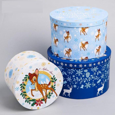 Коробка подарочная новогодняя круглая 22х14см С новым годом! Disney