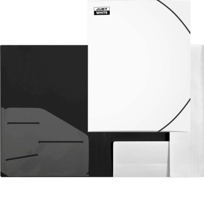 Папка с 2-я резиновыми застежками пластиковая A4 до 200л с 3 клапанами deVENTE 'Just White' с внутренним карманом