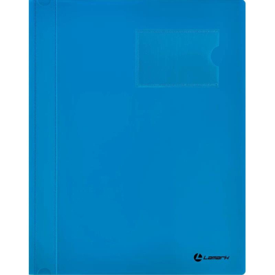 Скоросшиватель пластиковый A4 непрозрачный с карманом для визитки и внутренним карманом Lamark 300мкм синий