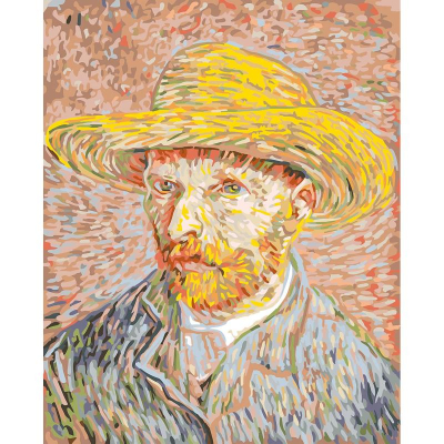 Картина по номерам холст/акрил 40х50см Фрея Мировые шедервы искусства 'Винсент ван Гог Автопортрет в соломенной шляпе'